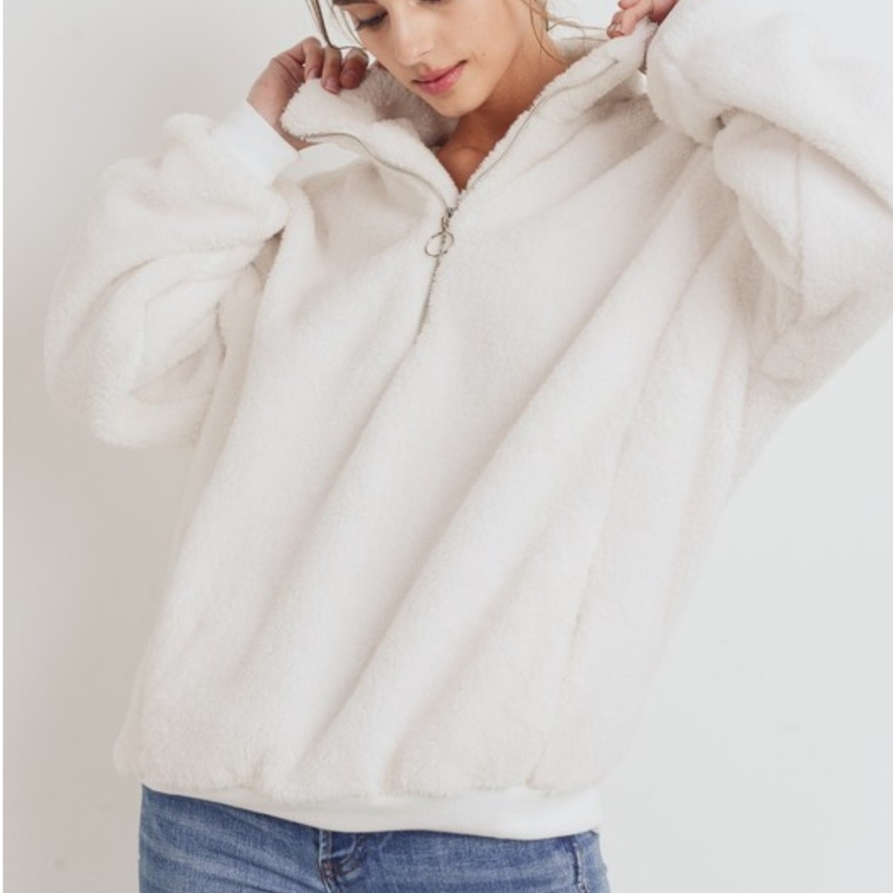 Fuzzy Teddy Half Zip Pocket Pullover